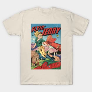 Flyin Jenny Aviatrix Pin Up Comic Cover T-Shirt